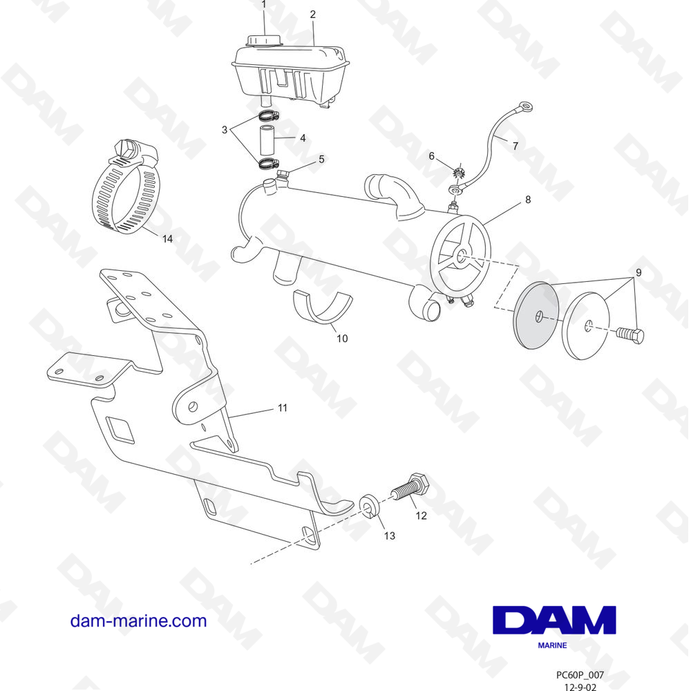 Parts and exploded views for PCM 330 Excalibur boat engines